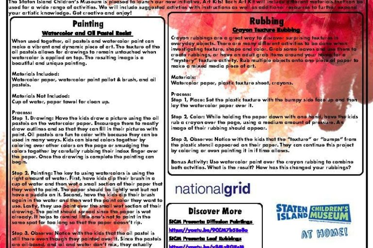 Art Kit I Guide for Watercolor and Oil Pastel Resist and Crayon Texture Rubbings