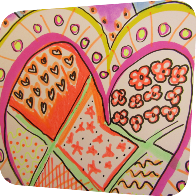 heart shaped pop art poster in bright colors