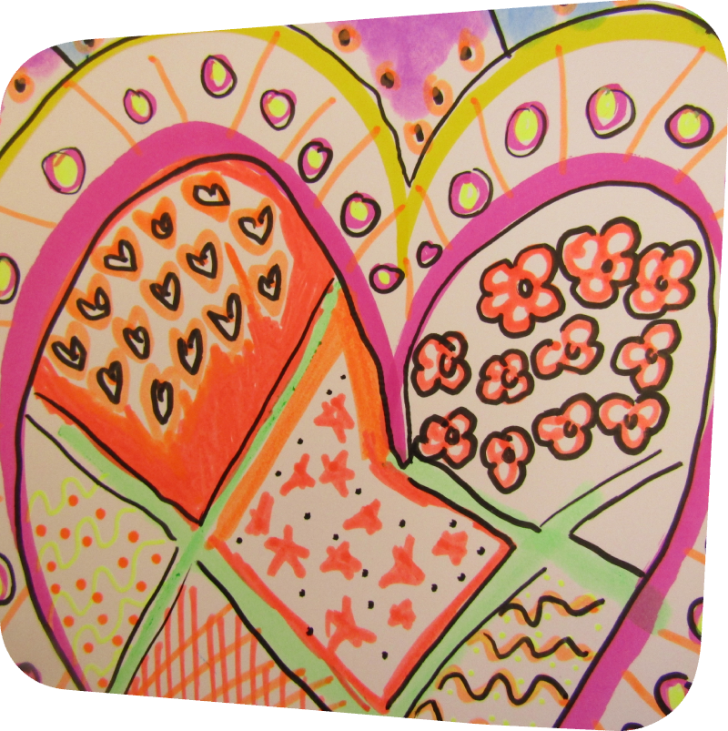 heart shaped pop art poster in bright colors