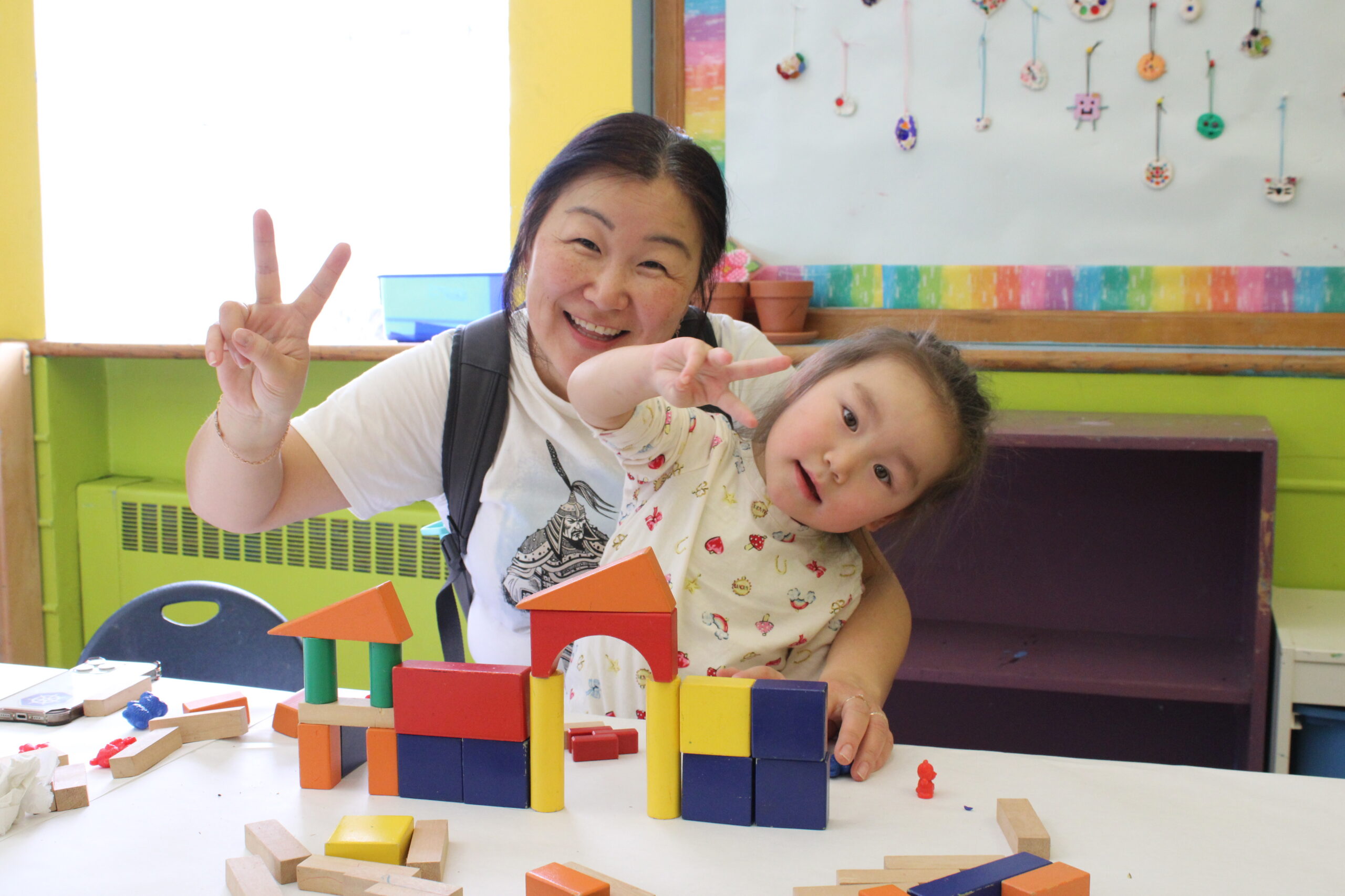 woman and child in the walk in workshop at the Staten Island Children's Museum
